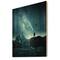 Designart - A Man Shining A Light Into The Night Sky - Modern Print on Natural Pine Wood
